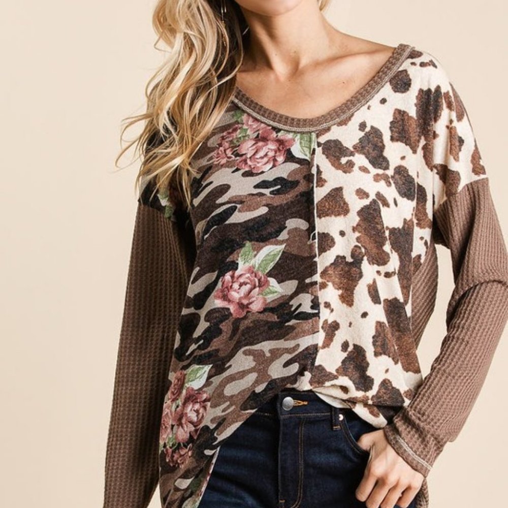 Block Print Waffle Top